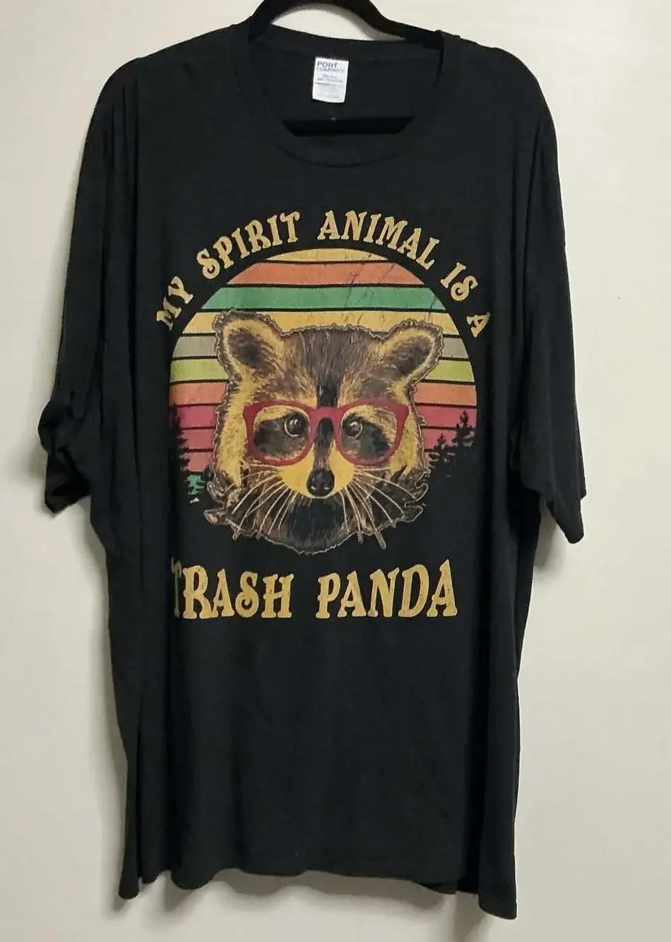 Port & Company Trash Panda Raccoon Graphic Tee Size 5XL Black